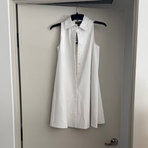 KENNETH COLE HALTER SHIRT SWING DRESS Sleeveless white faux leather Shift Dress